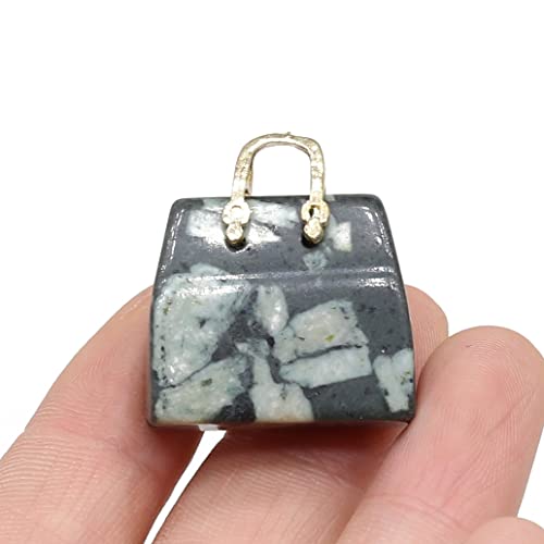 QSLLER 5pcs Handbag Model Statue Natural Stones Ornament Rose Quartz Amethyst Hand Carved Figurine Yoga Energy Healing Crystals Home Decor