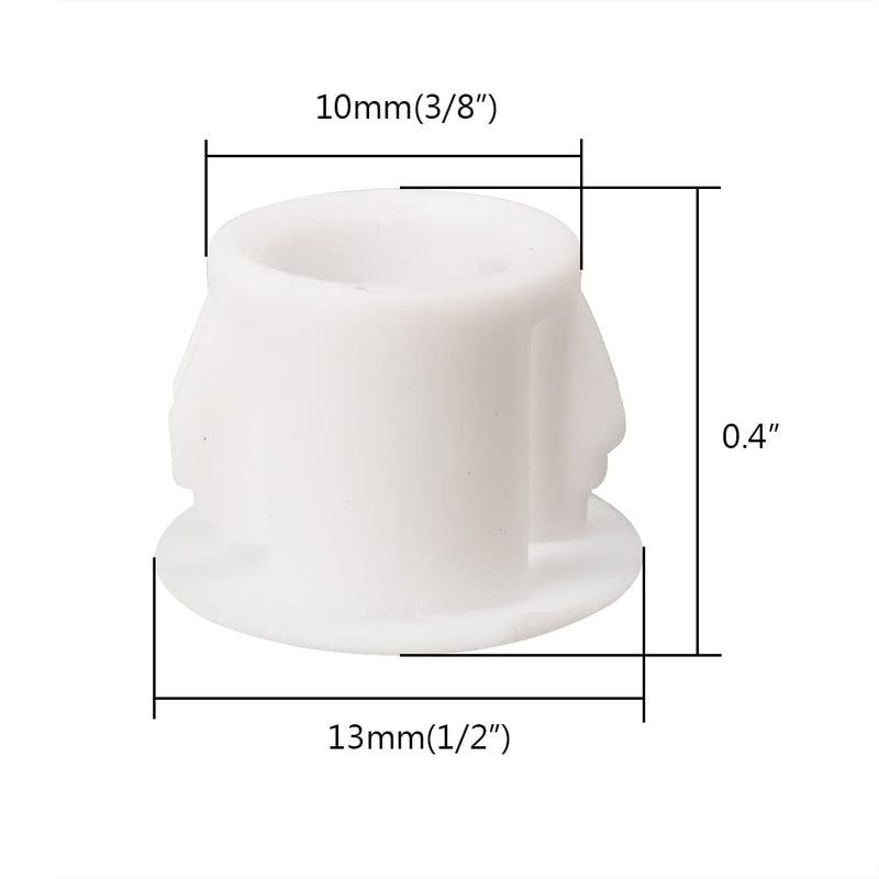 [Australia - AusPower] - Hole Plugs 3/8" Plastic Flush Type Hole Plugs Snap in Locking Hole Tube Screw Caps Drilling Cover Plugs Fastener Covers for Kitchen Cabinet Furniture White 100 Pack 10mm(3/8") 
