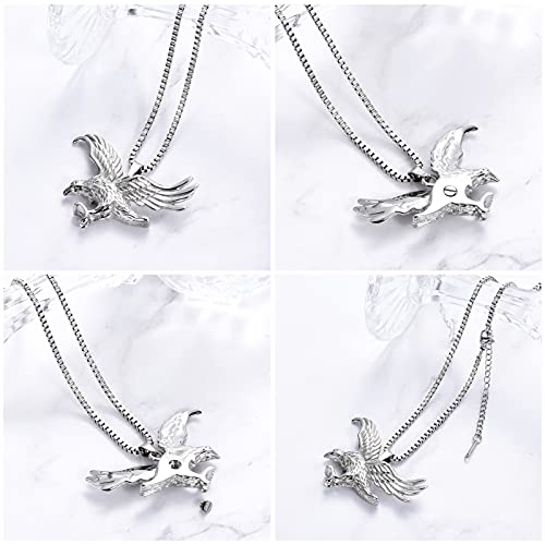 XSMZB Eagle Urn Necklace for Ashes of Loved Ones Keepsake Ash Holder for Pet Human Memorial Cremation Jewelry for Ashes for Men Women Silver
