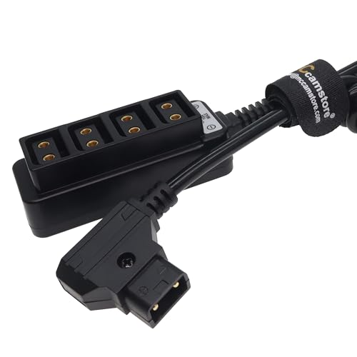 D-tap Splitter Cable D-tap Male to 4 Port Dtap Female Power Adapter for V-Mount Camera Battery P-tap Power Hub 70cm/28in