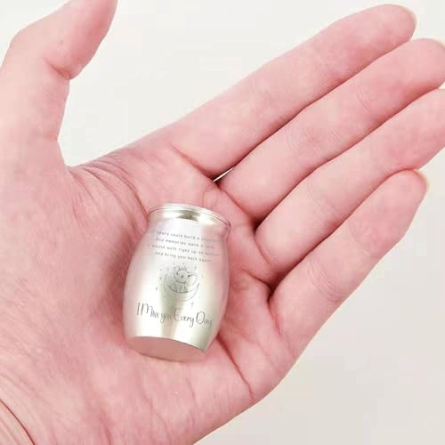 CREATCABIN Mini Elephant Urn Silver Metal Urn Alloy Decorative I Miss You Every Day Pets Human Keepsake Memorial Cremation Small Ashes Holder Container for Funeral Burial Male Female 1.6 x 1.2 Inch