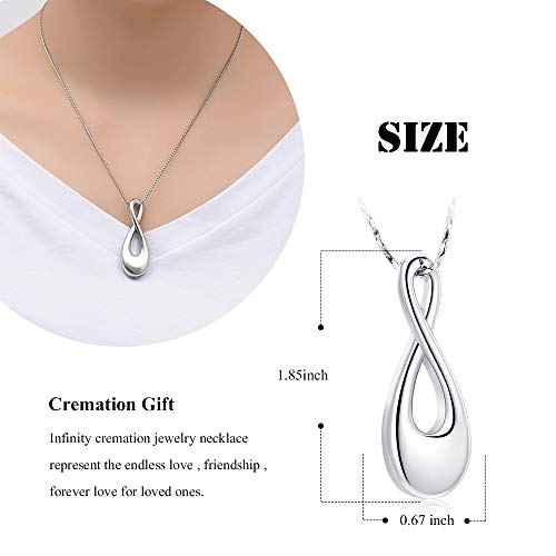 Imrsanl Infinity Cremation Jewelry Urn Necklace for Ashes Silver