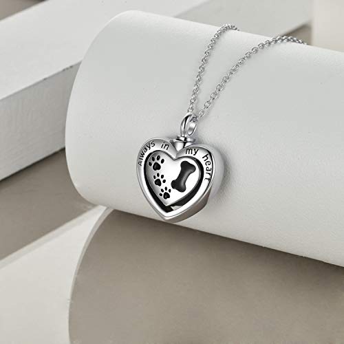 URONE Cremation Urn Pendant Necklace Sterling Silver Moon and Rose flower/Paw Print/Infinity Rose/Angel Wings Cat Urn Necklace for Ashes Memorial Keepsake Jewellery Gifts for Women Girls Paw Print