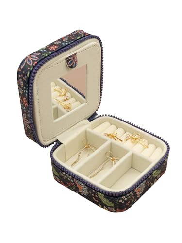 Simply Southern Mini Travel Jewelry Case, Organizer Box with Mirror, Portable Storage for Rings, Earrings, Necklaces (Cherry) Cherry