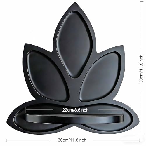 Small Black Carved Lotus Flower Wooden Floating Wall Shelf, Boho Zen Spiritual Home Decor for Yoga & Meditation Space