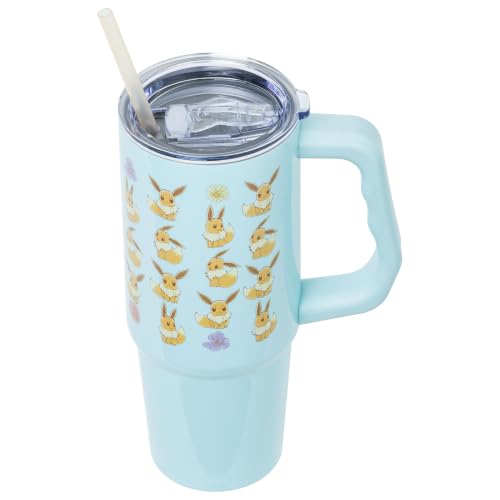 Silver Buffalo Pokémon Flower Cafe Eevee, Stainless Steel Tumbler, 30oz