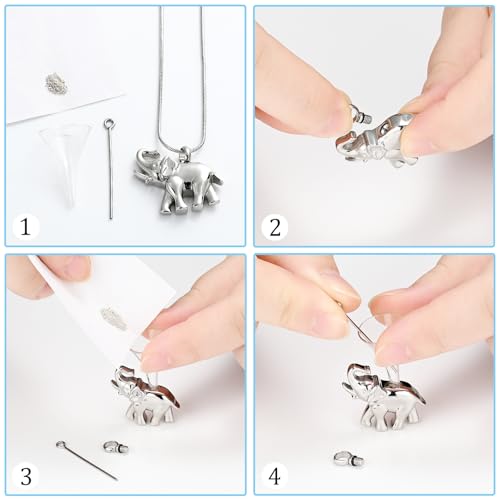 Hearbeingt Elephant Urn Necklaces for Ashes Memorial Cremation Jewelry A-Silver