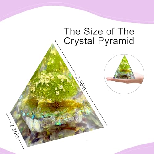 Orgonite Pyramid,Tree of Life Crystal Pyramid,Natural Peridot Green 1