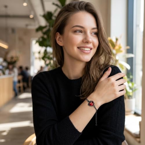 DAYLINLOVE Goth Urn Bracelet for Ashes 925 Sterling Silver Gothic Black Rose Heart Shape Link Bracelets Cremation Memorial Keepsake Jewellery Gift for Ashes of Loved Ones for Women