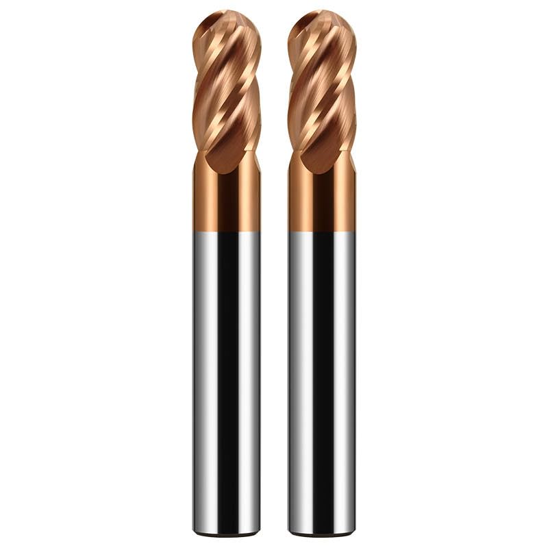[Australia - AusPower] - 1/2" Carbide Ball Nose end Mill Bits - 1/2" Shank Dia,3'' Oal - 4 Flutes TISIN Coated - for Alloy Steels, Hardened Steels 1/2 in 