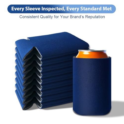 Dark blue Josake Scuba Foam Can Cooler Sleeve for 12oz cans, thermocooler in bulk pack, features durable foam insulation.
