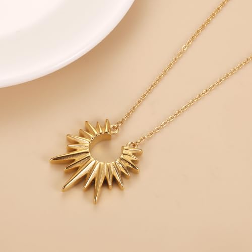 Sunburst Urn Necklace For Ashes For Women Dainty Celestial Boho Stainless Steel Sun Cremation Jewelry Keepsake Memorial Pendant Gold