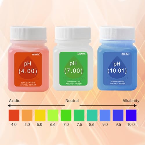 GISNPA pH calibration buffer solution kit with 4.00, 7.00, 10.01 buffers and storage fluid bottles