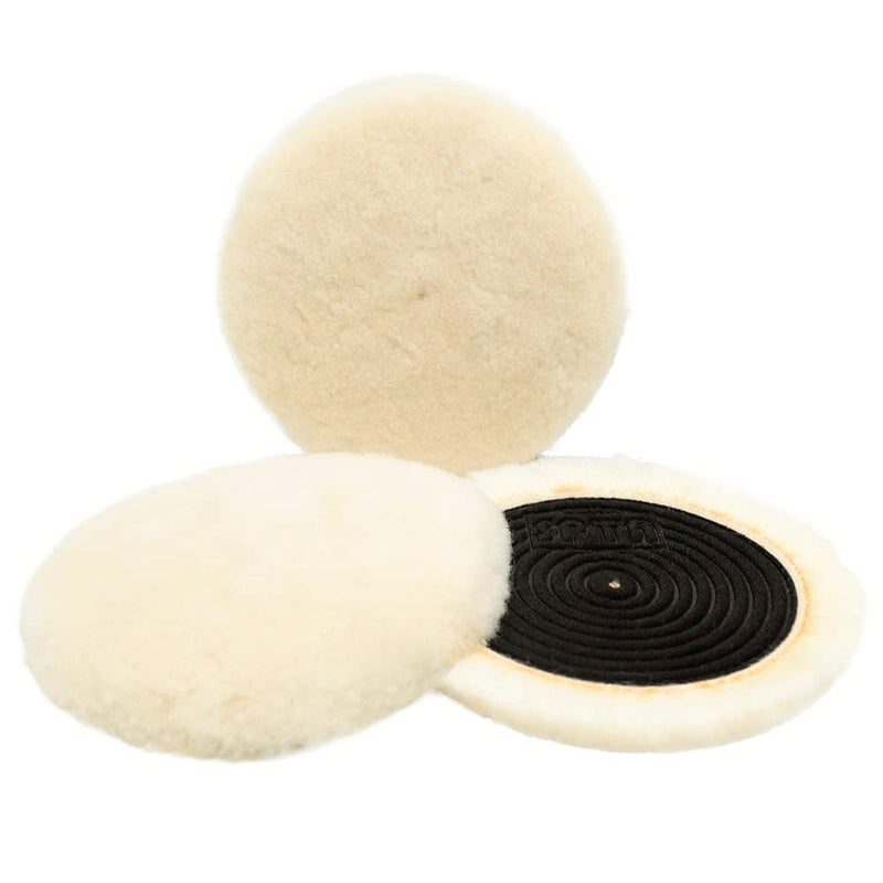 SPTA Wool Buffing Polishing Pads, 3Pcs 5 Inch (125mm) Wool Cutting Pad, Wool Compounding Pad, Buffing and Polishing Pads Buffing Wheel for 5 Inch Car Polisher Compounding, Polishing, Buffing 125mm