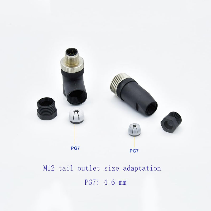 [Australia - AusPower] - 2Pcs M12 4 Pin Female Connector, 12mm A Code Industrial Circular Connector Unshiled Field Assembly Wireable Sensor IP67 250V 4A AC/DC Straight Type Adapter for PG7 (Female) 