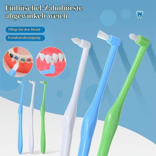 Tuft Toothbrush, Single Tufted Toothbrush, Pack of 3, Pointed / Round/Flat Bristles, Tufted Brush for Orthodontic Braces Bridge Detail Cleaning