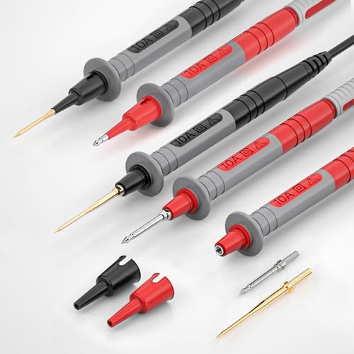 Multimeter Test Leads Kit 4mm Banana Plug Cable | Test probe, 8 pieces interchangeable precision sharp test probes, crocodile clips, for multimeter electrical testing Style C