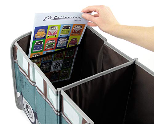 BRISA VW Collection - T1 Bus Camper Collapsible Storage Box & Shopping Bag Petrol/Brown VW T1 Bus