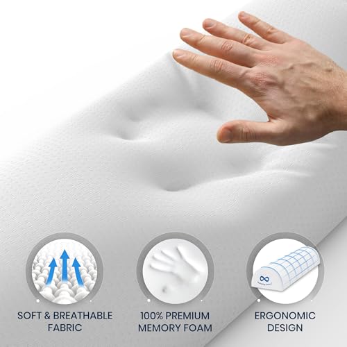 Everlasting Comfort Under Knee Pillow for Back Sleeping - Memory Foam Half Moon Leg Bolster Pillow for Back Pain, Thoracic Support Standard