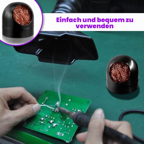 Swpeet 6 x Black Soldering Tip Cleaner Set, Soldering Iron Tip Cleaning Wire and Holder, Coiled Brass Sponge, 1 x Ball Shell Holder with 5 Pieces Brass Cleaning of Soldering Iron and Tips