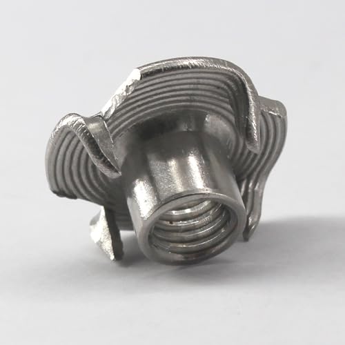 SeeRaphee M10 solid 304 stainless steel T-nuts with four claws and threaded inserts, 50 pieces