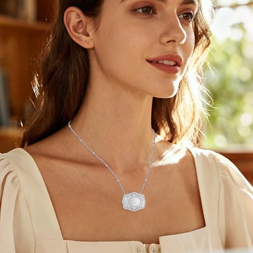 Dletay Cremation Jewelry Belt Buckle Urn Ashes Necklace for Women Men Stainless Steel Memorial Ash Urn Pendant Silver