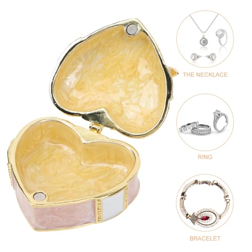 Heart Shaped Jewelry Box Ring Box Pink Storage Case for Earrings Necklaces Brooches and Small Items Travel and Home Jewelry Gift 2.28 X 2.08 X 1.77 in