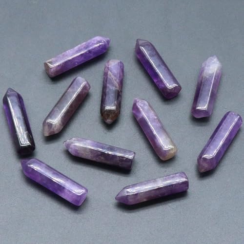 LHJ 10 Pcs Natural Healing Crystal Wand Points Set, Hexagonal Prism Quartz Gemstone Towers for Chakra Reiki Energy Balancing, Meditation, Wire Wrapping & Home Decor