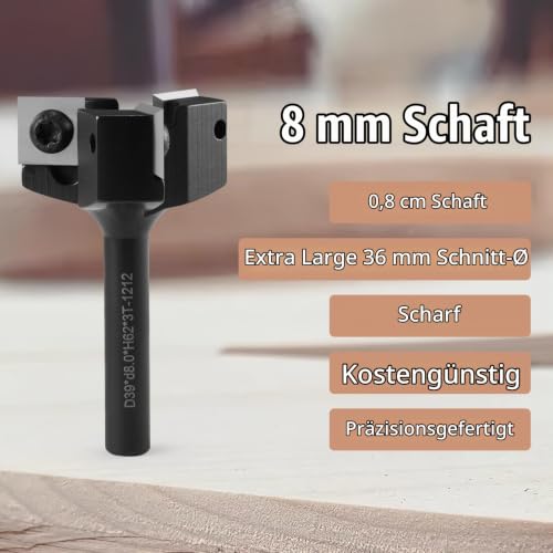 Face Milling Cutter 6 mm Shank 25.4 mm with 10 Interchangeable Carbide Blades 2 Flutes Face Cutter for Router Cutter CNC Machines One (3 Flutes, S = 8 mm, D = 39 mm) S=8 mm, D=39 mm 3 flutes