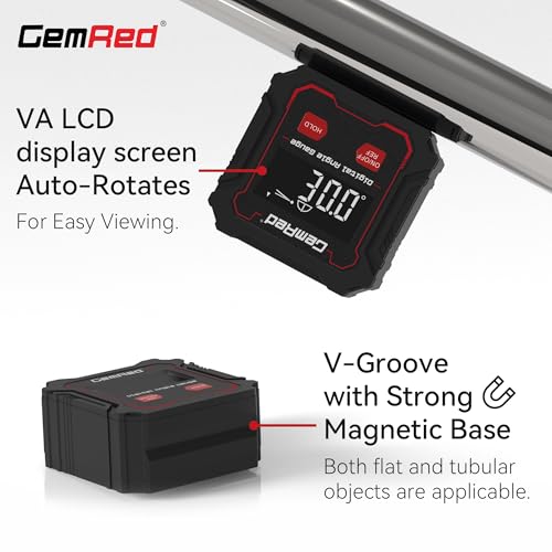 GemRed Digital Angle Gauge DAG-V1 protractor with LCD display and magnetic base