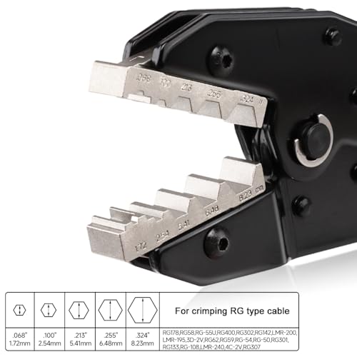 HKS L7 coaxial crimping tool for RG cables and BNC connectors, black and yellow handle
