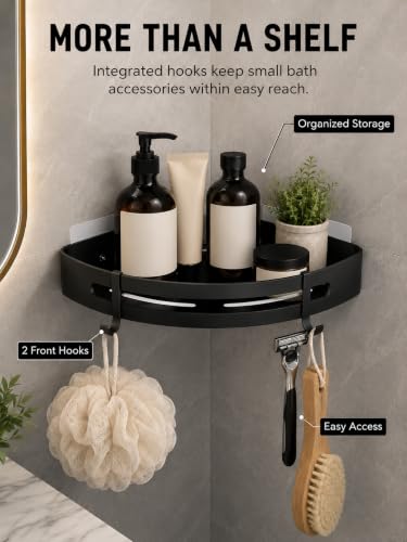 2-Pack Matte Black Corner Shower Caddy, Rustproof Example: 5 2CornerShowerCaddy