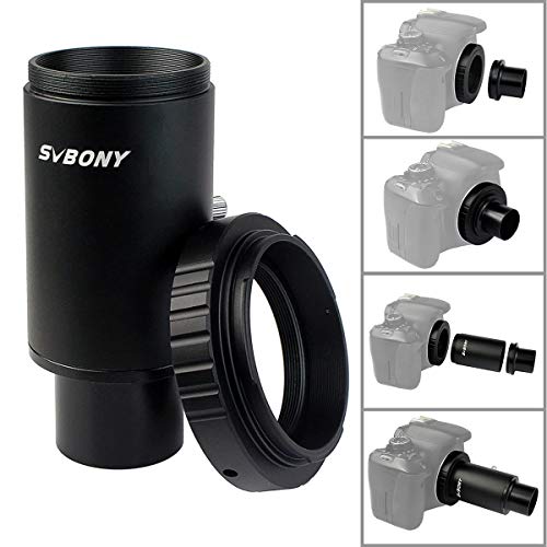 SVBONY Universal Cell Phone Adapter Mount Bundle with T2 T Ring Adapter, 1.25 inch Telescope Accessory, with CA1 Sleeve Extended Cylinder for Telescope