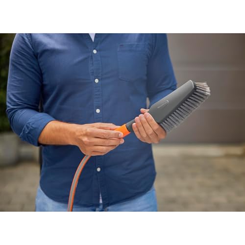 Gardena Cleansystem Wash Set with Hand-Held Brush M Soft: Wet Cleaning Brush for Smaller, Sensitive Surfaces, with Water-Flow Regulation, incl. soap Sticks for Effective Washing (18863-20)
