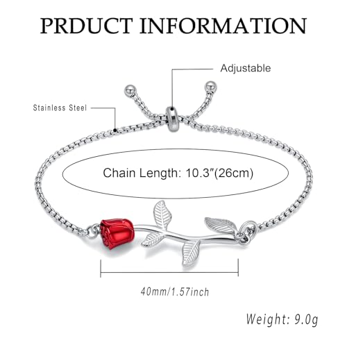 Rose Flower Urn Bracelet for Ashes for Women Memorial Adjustable Ashes Link Bracelet Cremation Jewelry C