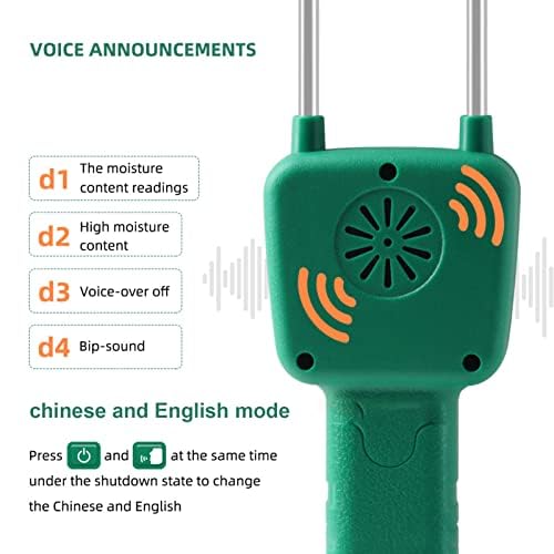 [Australia - AusPower] - Pwshymi Grain Moisture Tester with Probe, Digital Grain Tester, Auto Shutdown Wheat Meter Easy Portable Backlight Voice Broadcast for Monitoring and Ensuring Optimal Dry Food Quality 