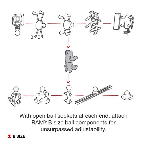 [Australia - AusPower] - RAM Mounts RAP-B-200-12U Composite Double Socket Swivel Arm Compatible with RAM B Size 1" Ball Components 