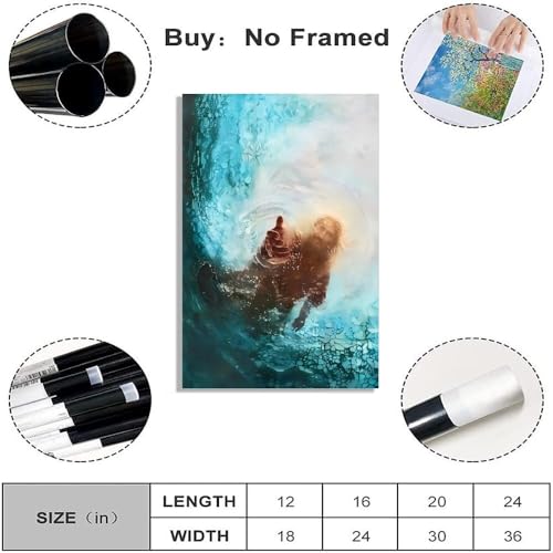 Hand of God Christian Jesus Canvas Wall Art Painting Jesus Saves Peter Picture of Christ Bible Verse Prints posters Decor Pertain for Bedroom Living Room Church 16x24inch Unframed style-4