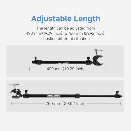 Toprig Accsoon Camera Slider Support Arm (2 Pack) with C Clamps&Extendable Arms, Tripod stabilizer Support Rods, Aluminum Alloy Tripod Stability Arm for Motorized Camera Slider Stable Shooting-30inch 30inch