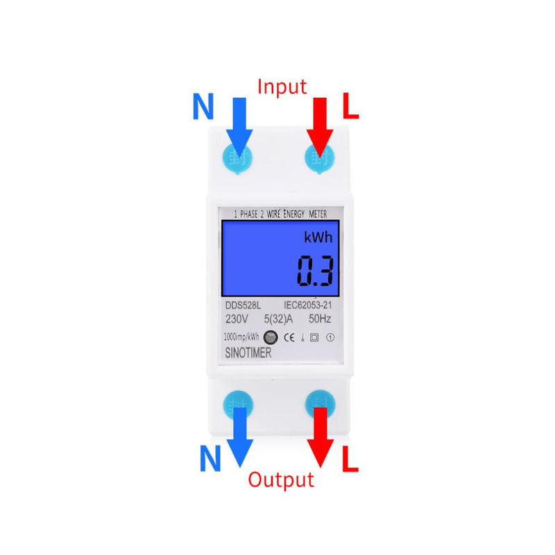 [Australia - AusPower] - 5A 32A 110-130V 60Hz LCD Backlight, Home Consumption Meter Single Phase Energy Kwh Meter, Din Rail Mounting for Electric Monitoring 