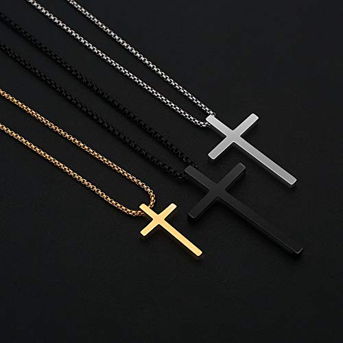 M MOOHAM Cross Necklace for Men Teen Boys 16-30 Inch "Silver: Cross Pendant 1.2"*0.7" Stainless Steel 20.0 Inches