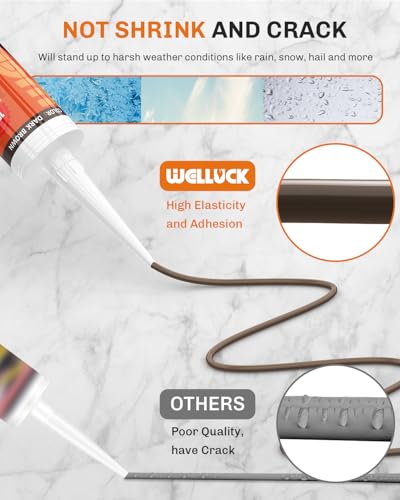 WELLUCK dark brown silicone caulk tube for waterproof sealing, matching walnut, mahogany, and dark wood finishes
