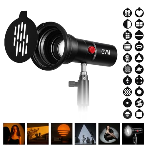 GVM PZ10C RGB Photography Flashlight, 12W Portable LED Video Spotlight, 4 Colors & 20 GOBO Effects, CRI95+, 7500mAh Battery, Handheld Camera Light for Photography, Filming & Studio, USB