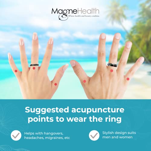 Hangover Ring, Thin Beveled Magnetic Hematite Band Ring, Hematite Band in Beveled Design for Magnetic Therapy, Acupuncture Ring Size 6 (Pack of 1)