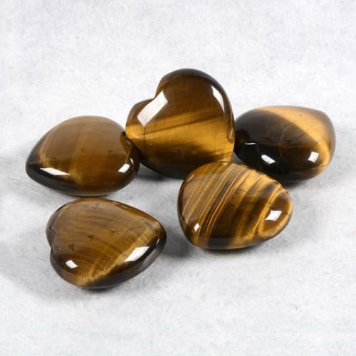 LOVE Hearts Crystal Gemstone 1.8 Inch Healing Reiki Worry Palm Stone Golden Tiger Eye