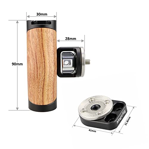 Wooden Rosette Side Handle with Rosette Extension Mount for Camera Cage