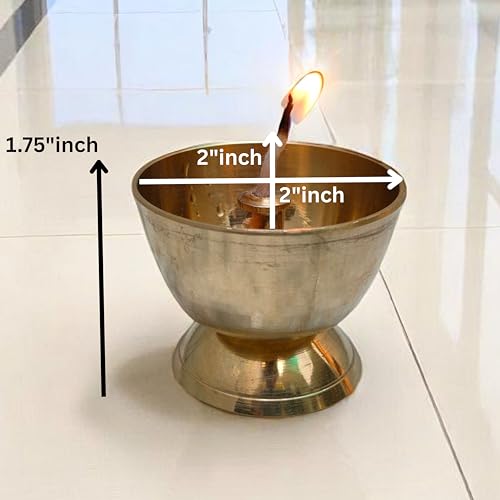 Brass Akhand Diya 2 Inch 80g – Traditional Oil Lamp for Puja, Aarti & Temple Use, Long Burning Jyot, Hindu Religious Diya for Home Mandir, Festival Decor & Spiritual Lighting