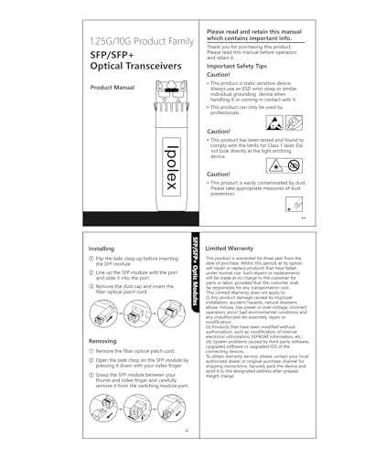 ipolex 10G SFP+ Transceiver, 10GBase-LR 1310nm 10km Singlemode LC Mini-Gbic Module Compatible with Intel E10GSFPSR. Pack of 2 10GBase-LR: 10km