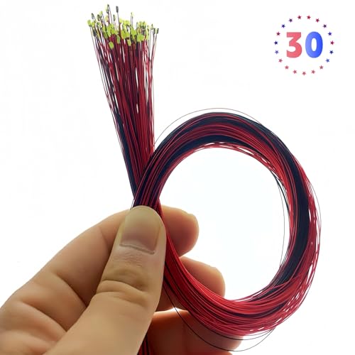 Pack of 30 0805 SMD LED Wired, Micro LED Pre-Wired 16 cm, Mini LED Model Making Lighting for DIY, Model Making LED Lighting RC Car, Model Railway & Miniatures (Blue Red Green) Red Blue Green