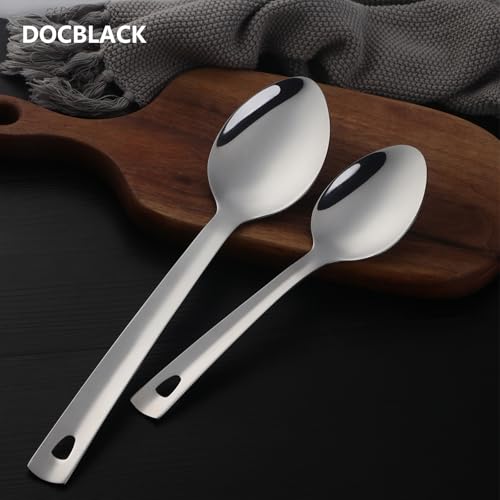 DOCBLACK 13 Inch Serving Spoons Set of 6, Heavy Duty Stainless Steel Buffet Spoons with Long Handle for Kitchen, Restaurant, Party, Dishwasher Safe (Silver, 6PCS) Silver 6PCS 13 inches